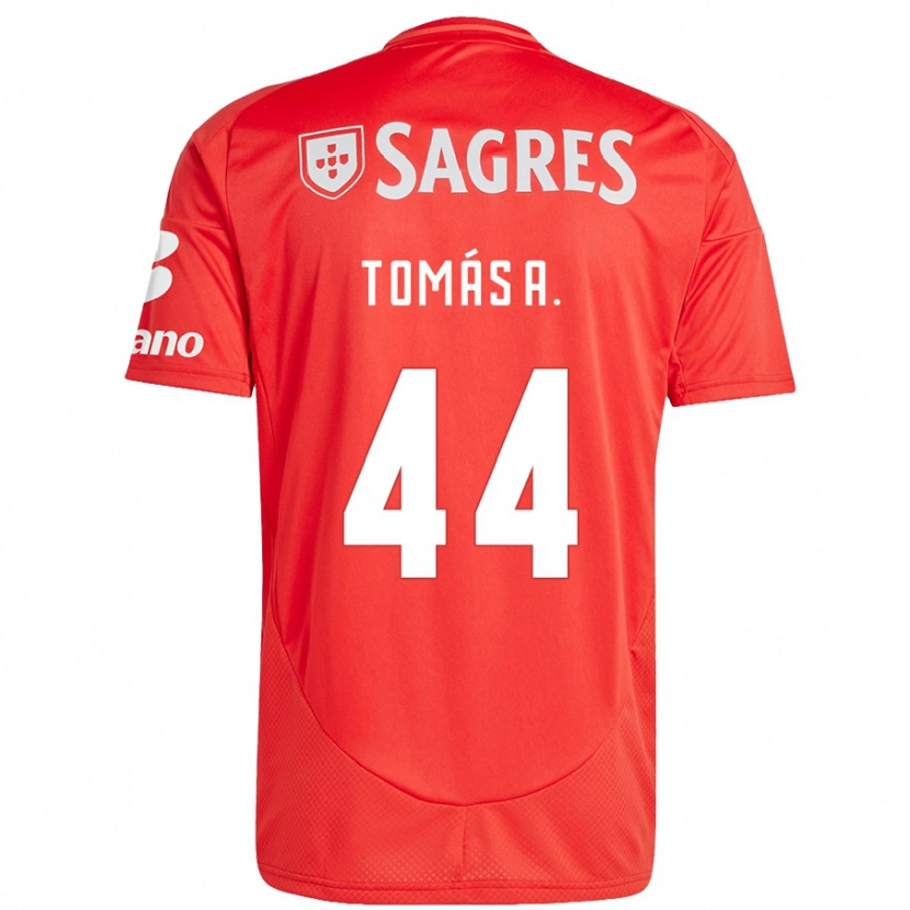 Danxen Mujer Camiseta Tomás Araújo #44 Rojo Blanco 1ª Equipación 2024/25 La Camisa