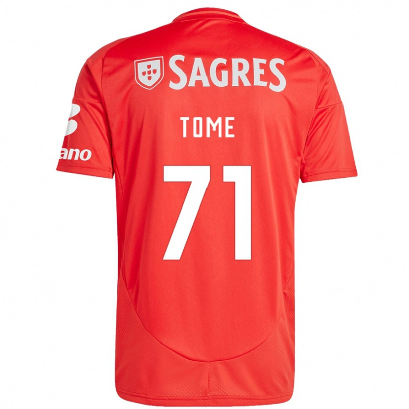 Danxen Mujer Camiseta João Tomé #71 Rojo Blanco 1ª Equipación 2024/25 La Camisa