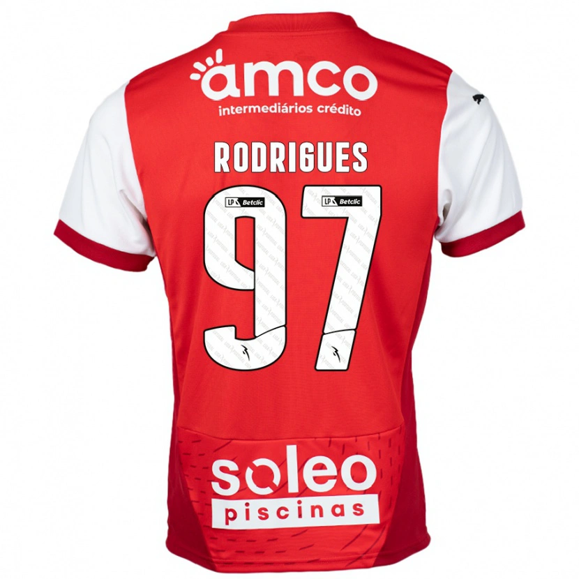 Danxen Mujer Camiseta Dinis Rodrigues #97 Rojo Blanco 1ª Equipación 2024/25 La Camisa