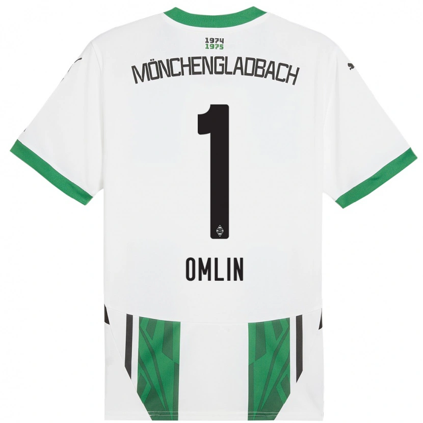 Danxen Mujer Camiseta Jonas Omlin #1 Blanco Verde 1ª Equipación 2024/25 La Camisa