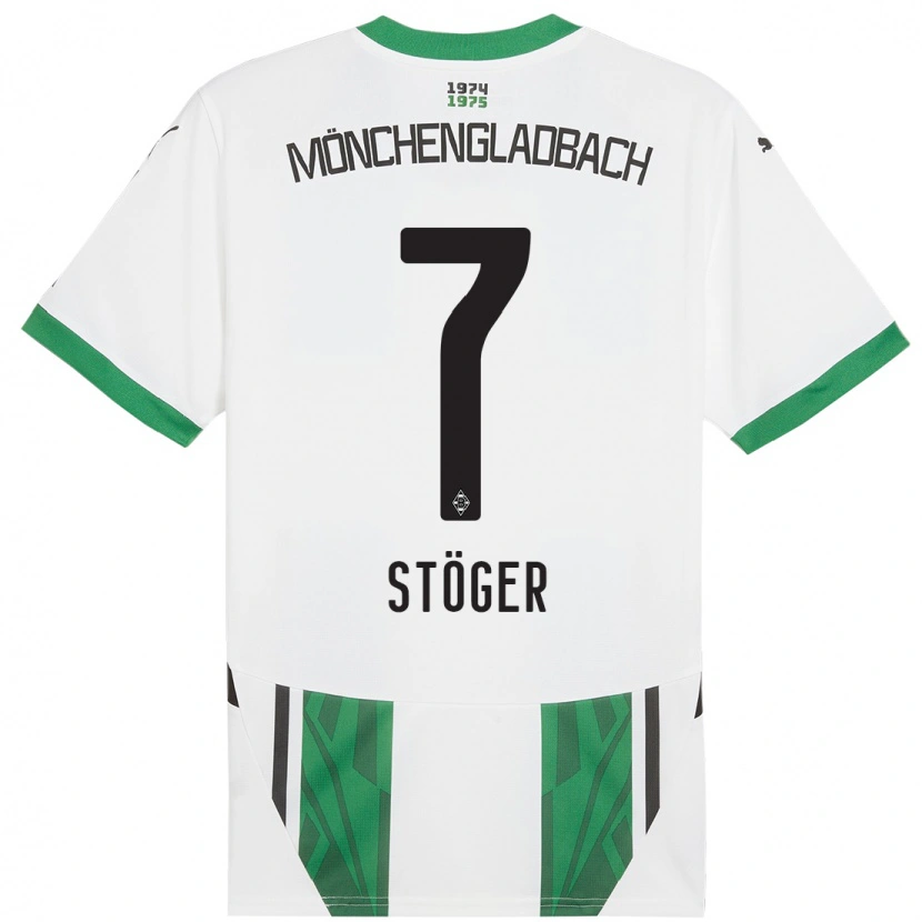 Danxen Mujer Camiseta Kevin Stöger #7 Blanco Verde 1ª Equipación 2024/25 La Camisa