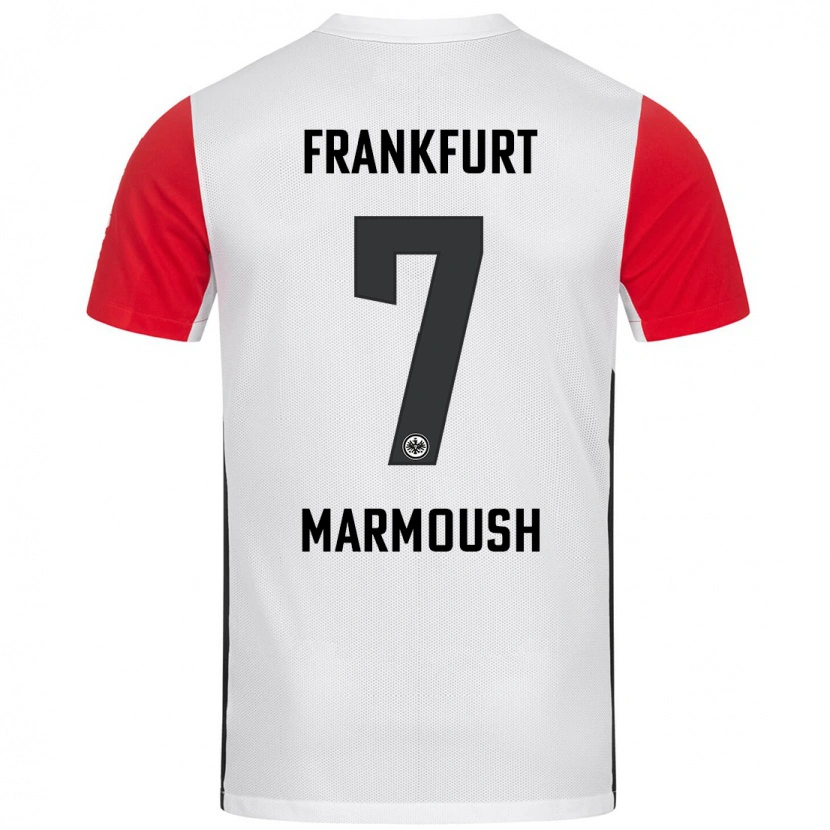 Danxen Mujer Camiseta Omar Marmoush #7 Blanco Rojo 1ª Equipación 2024/25 La Camisa