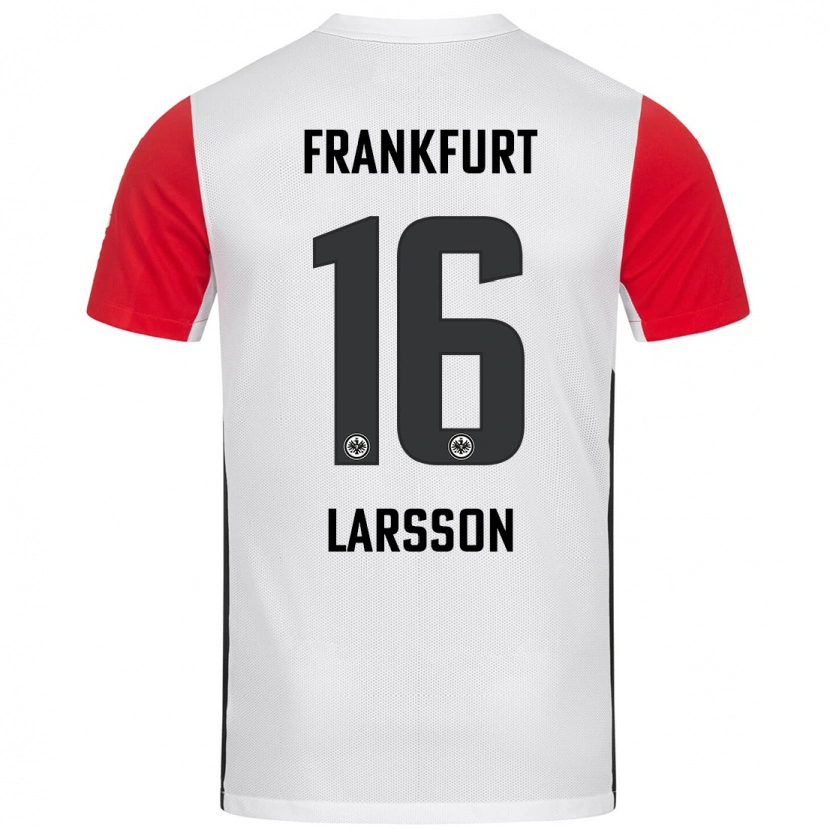 Danxen Mujer Camiseta Hugo Larsson #16 Blanco Rojo 1ª Equipación 2024/25 La Camisa