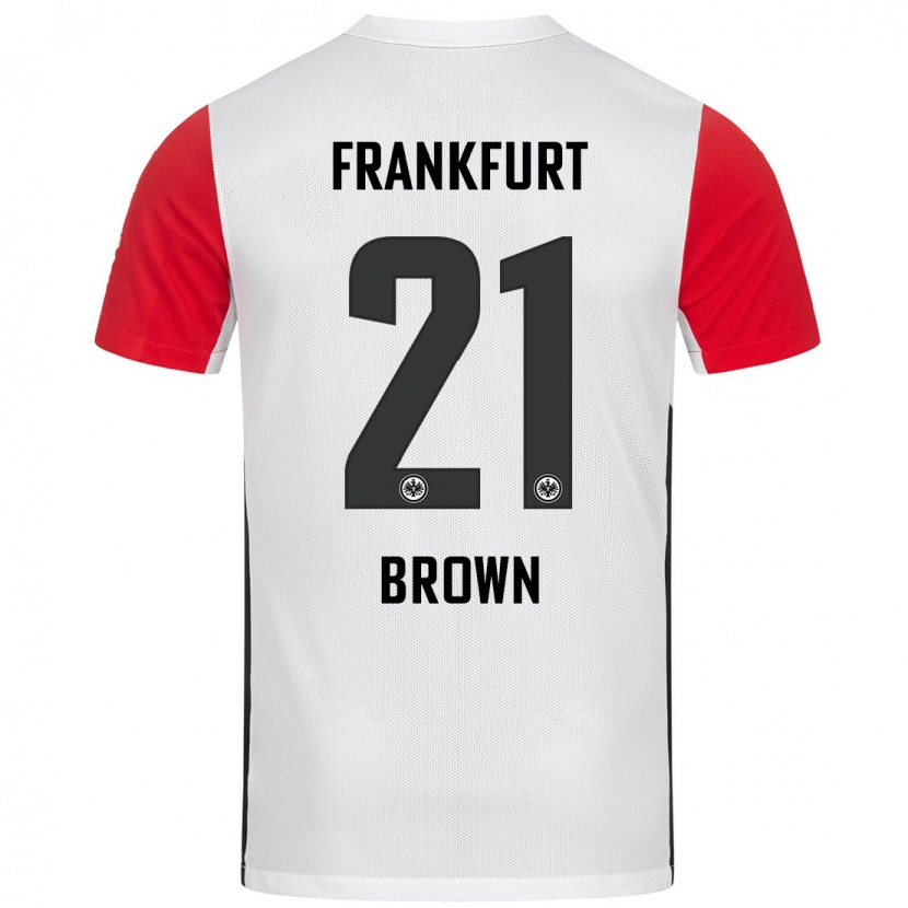 Danxen Mujer Camiseta Nathaniel Brown #21 Blanco Rojo 1ª Equipación 2024/25 La Camisa