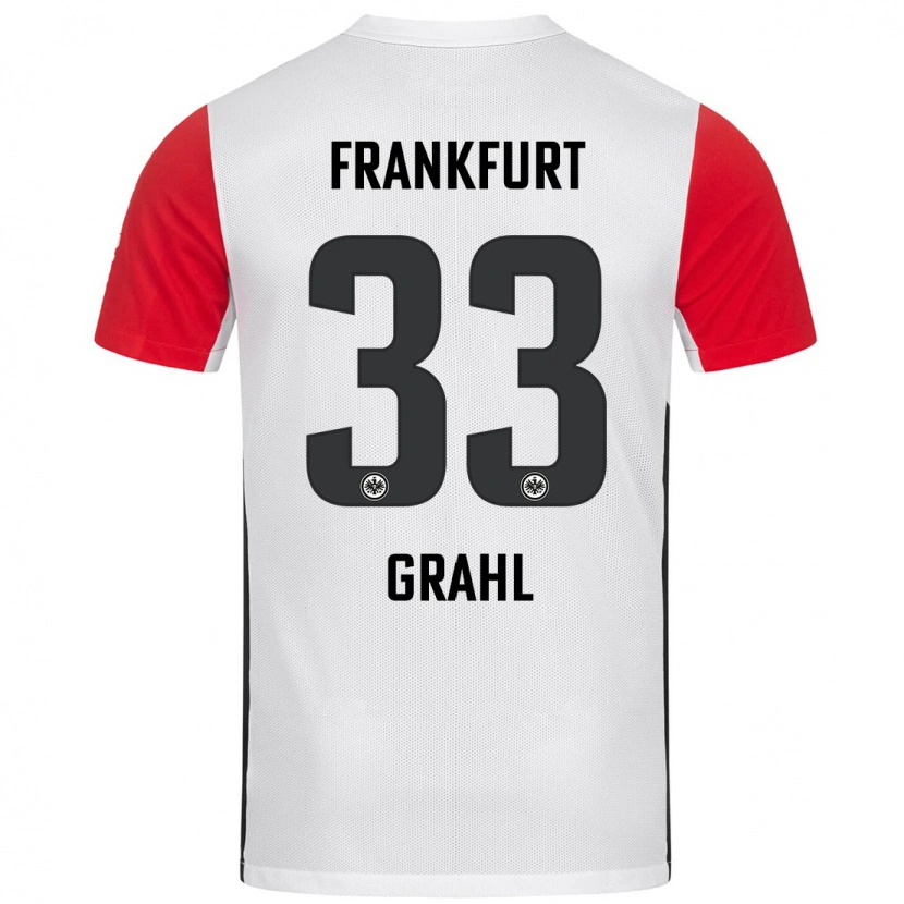 Danxen Mujer Camiseta Jens Grahl #33 Blanco Rojo 1ª Equipación 2024/25 La Camisa