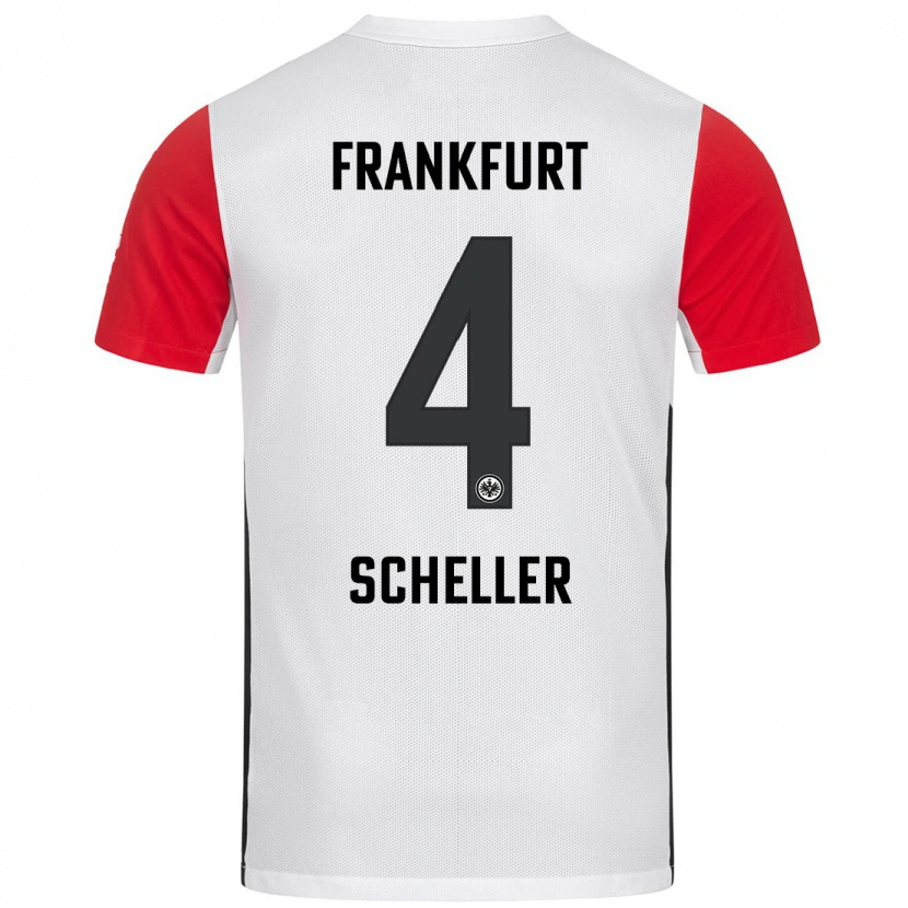 Danxen Mujer Camiseta Niklas Scheller #4 Blanco Rojo 1ª Equipación 2024/25 La Camisa