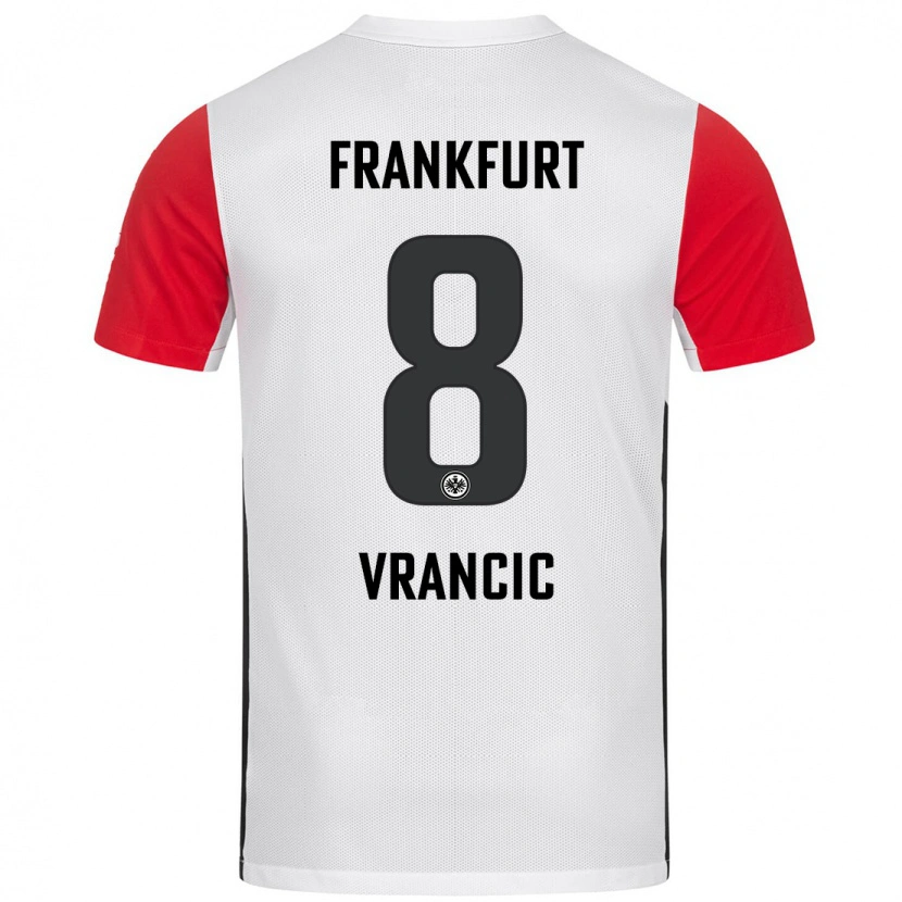 Danxen Mujer Camiseta Mario Vrancic #8 Blanco Rojo 1ª Equipación 2024/25 La Camisa