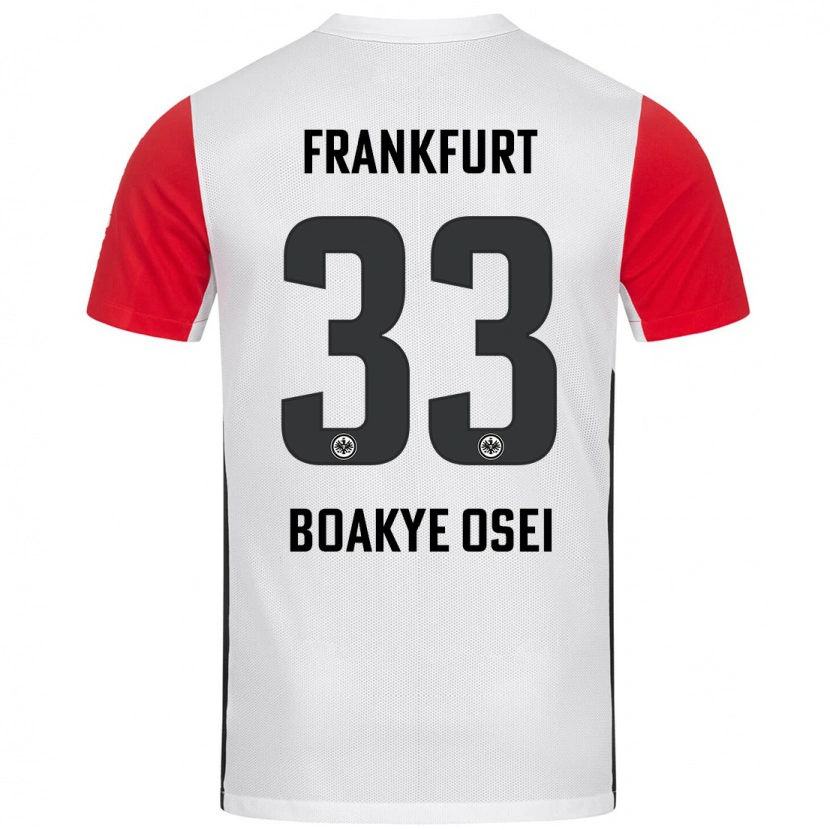 Danxen Mujer Camiseta Derek Boakye-Osei #33 Blanco Rojo 1ª Equipación 2024/25 La Camisa