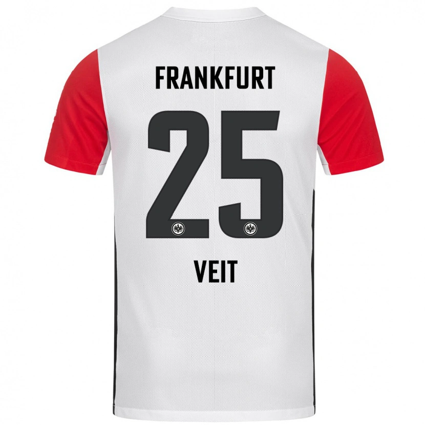 Danxen Mujer Camiseta Jella Veit #25 Blanco Rojo 1ª Equipación 2024/25 La Camisa