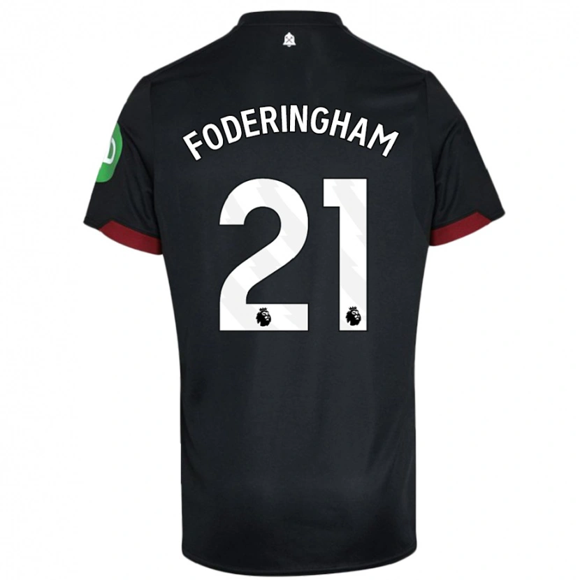 Danxen Mujer Camiseta Wes Foderingham #21 Negro Blanco 2ª Equipación 2024/25 La Camisa