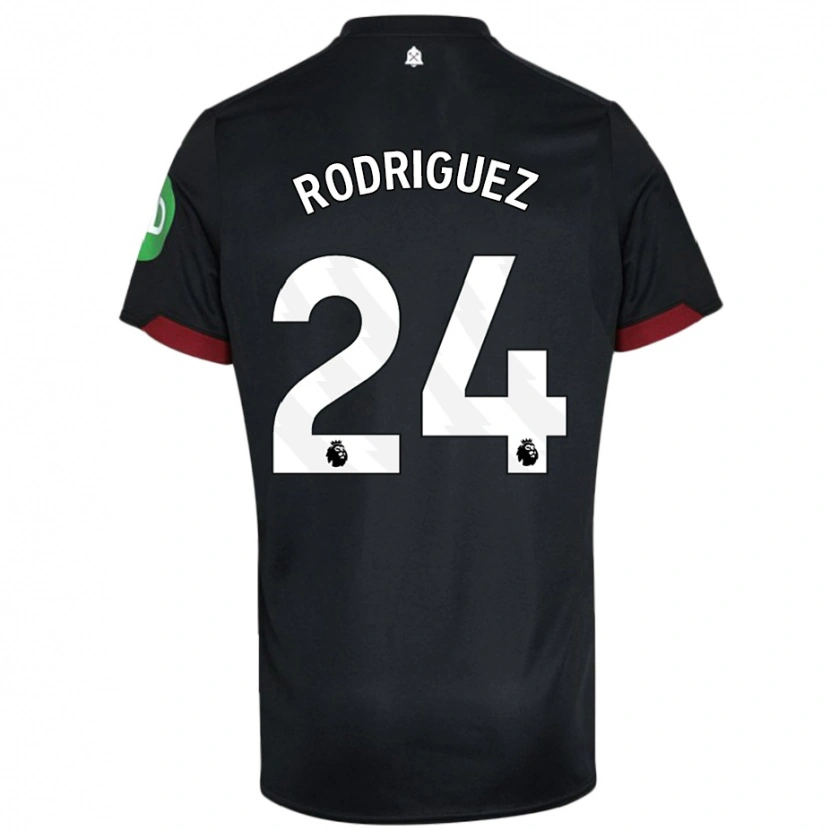 Danxen Mujer Camiseta Guido Rodríguez #24 Negro Blanco 2ª Equipación 2024/25 La Camisa