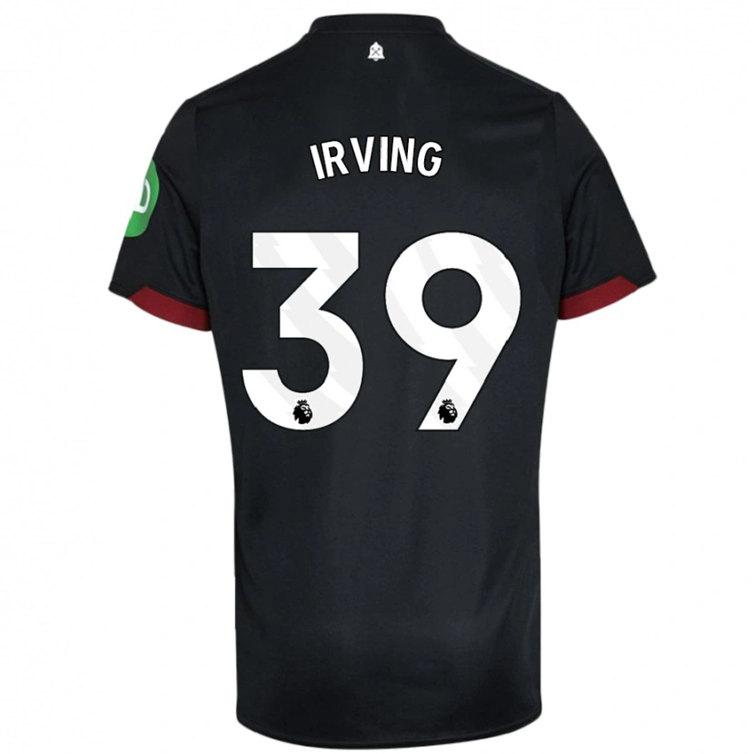 Danxen Mujer Camiseta Andy Irving #39 Negro Blanco 2ª Equipación 2024/25 La Camisa