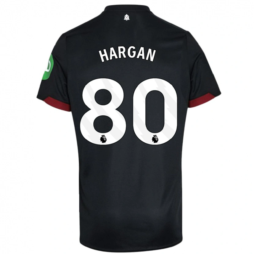 Danxen Mujer Camiseta Riley Hargan #80 Negro Blanco 2ª Equipación 2024/25 La Camisa