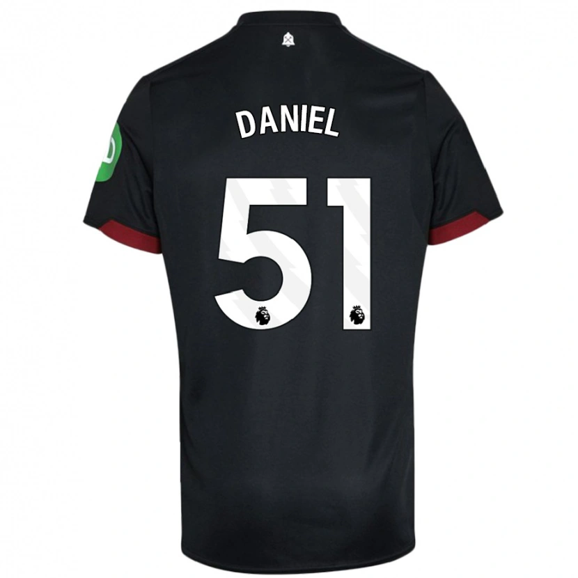 Danxen Mujer Camiseta Daniel Chesters #51 Negro Blanco 2ª Equipación 2024/25 La Camisa