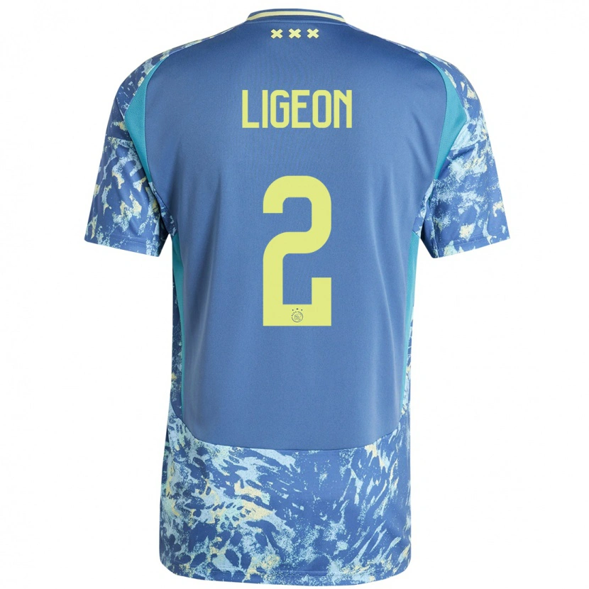 Danxen Mujer Camiseta Ruben Ligeon #2 Gris Azul Amarillo 2ª Equipación 2024/25 La Camisa