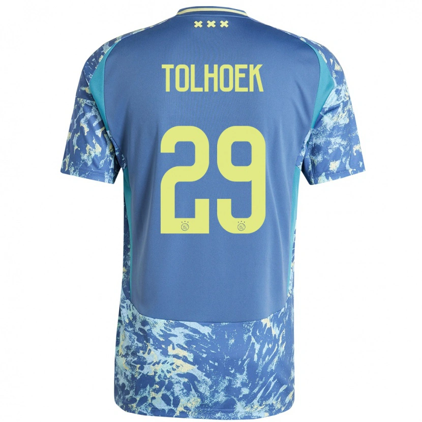 Danxen Mujer Camiseta Danique Tolhoek #29 Gris Azul Amarillo 2ª Equipación 2024/25 La Camisa