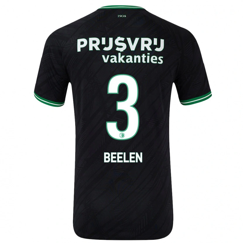 Danxen Mujer Camiseta Thomas Beelen #3 Negro Verde 2ª Equipación 2024/25 La Camisa