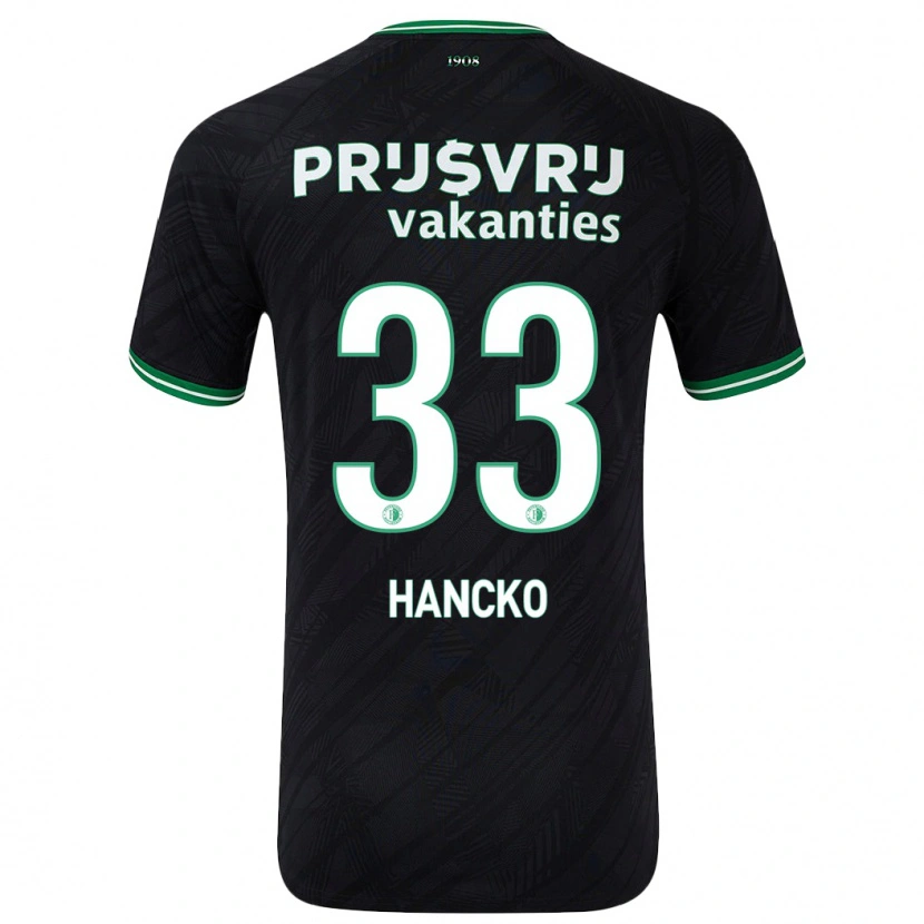 Danxen Mujer Camiseta Dávid Hancko #33 Negro Verde 2ª Equipación 2024/25 La Camisa