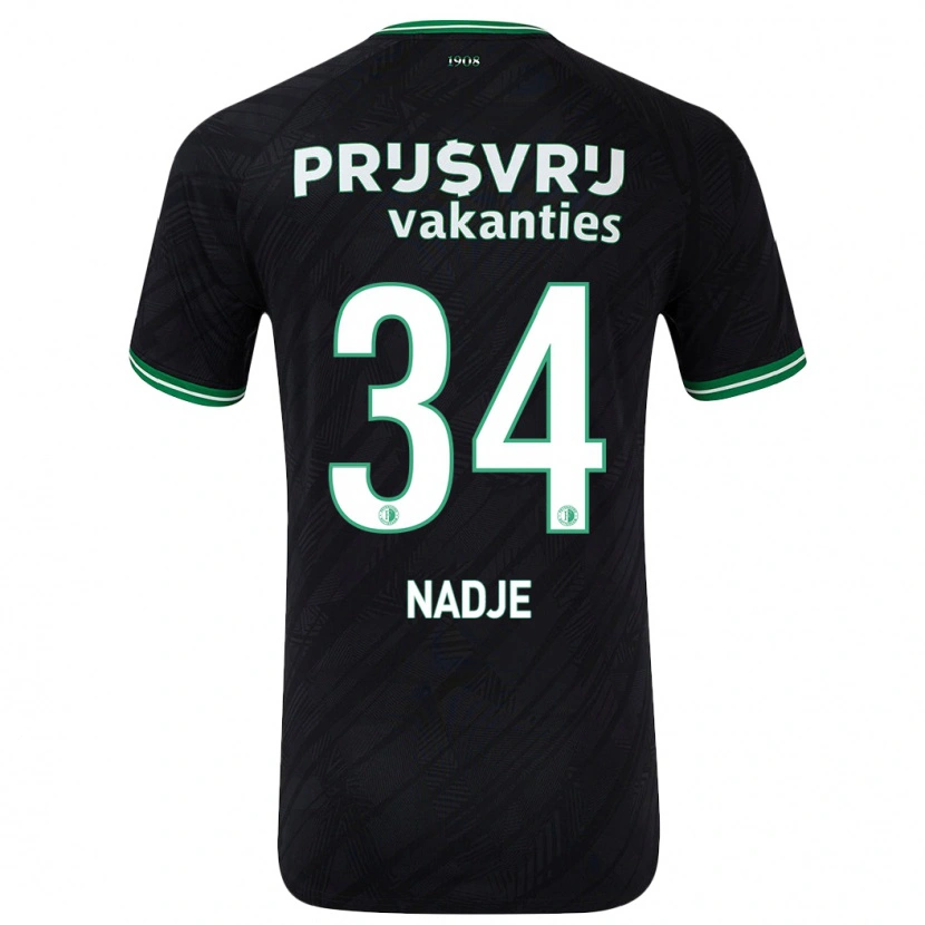 Danxen Mujer Camiseta Chris-Kévin Nadje #34 Negro Verde 2ª Equipación 2024/25 La Camisa