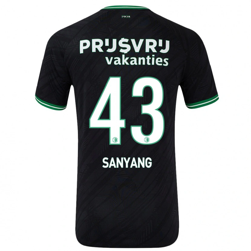 Danxen Mujer Camiseta Amadou-David Sanyang #43 Negro Verde 2ª Equipación 2024/25 La Camisa