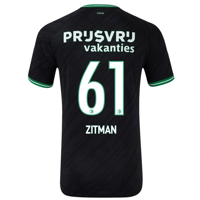 Danxen Mujer Camiseta Sven Zitman #61 Negro Verde 2ª Equipación 2024/25 La Camisa