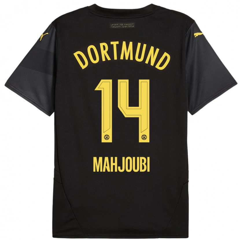 Danxen Mujer Camiseta Anas Mahjoubi #14 Negro Amarillo 2ª Equipación 2024/25 La Camisa