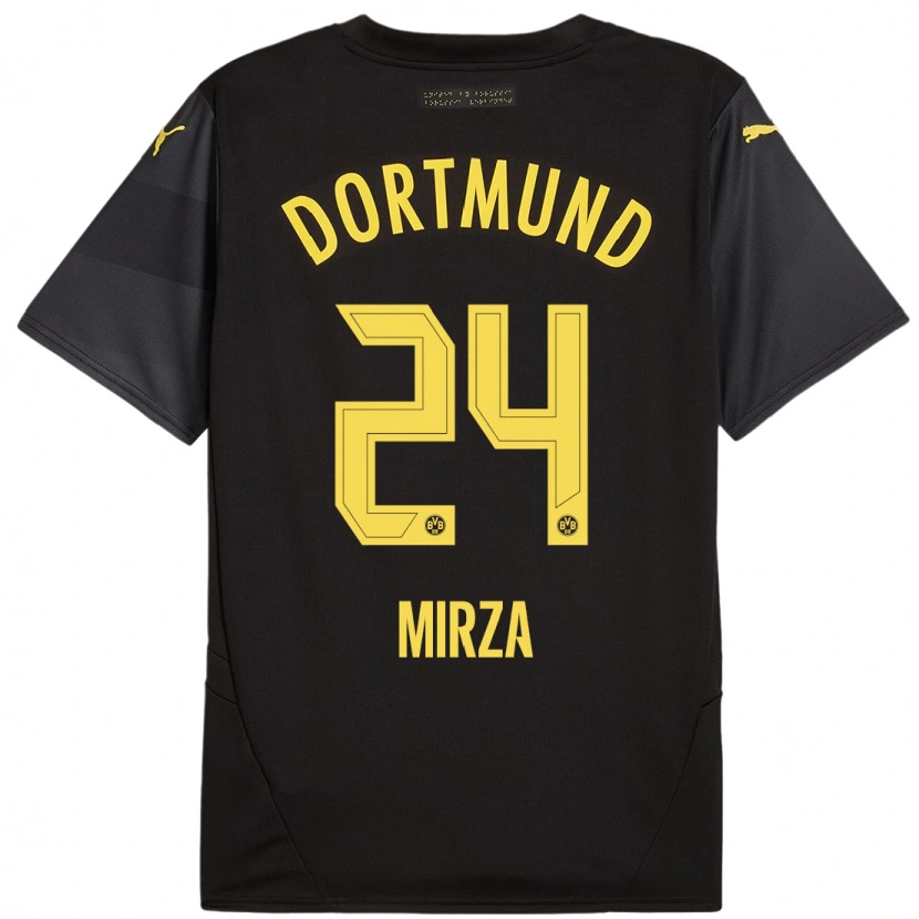 Danxen Mujer Camiseta Marwan-Omir Mirza #24 Negro Amarillo 2ª Equipación 2024/25 La Camisa