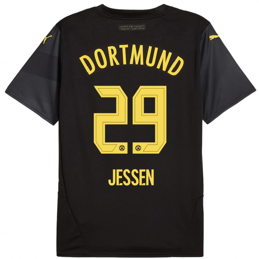 Danxen Mujer Camiseta Niklas Jessen #29 Negro Amarillo 2ª Equipación 2024/25 La Camisa