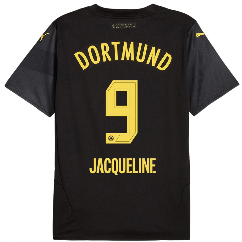 Danxen Mujer Camiseta Moreno Jacqueline #9 Negro Amarillo 2ª Equipación 2024/25 La Camisa