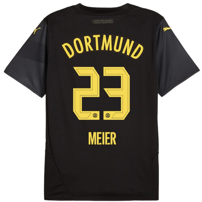 Danxen Mujer Camiseta Maximilian Meier #23 Negro Amarillo 2ª Equipación 2024/25 La Camisa