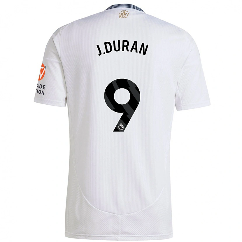 Danxen Mujer Camiseta Jhon Durán #9 Blanco 2ª Equipación 2024/25 La Camisa