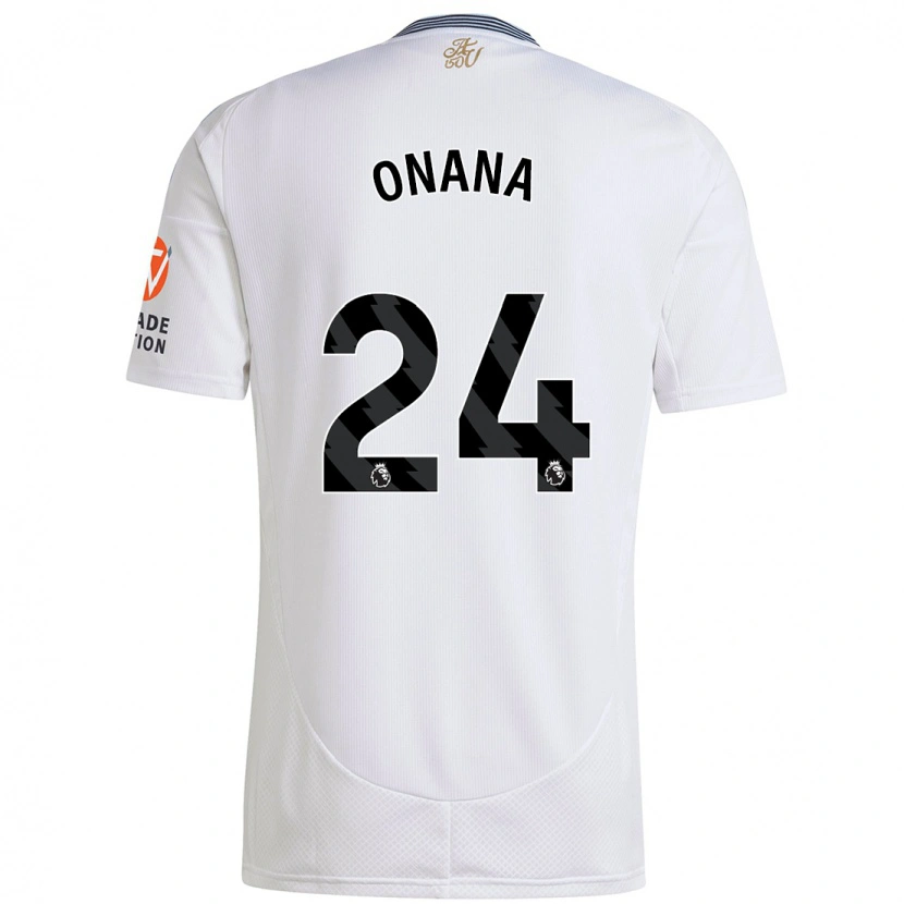 Danxen Mujer Camiseta Amadou Onana #24 Blanco 2ª Equipación 2024/25 La Camisa