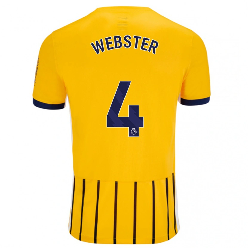 Danxen Mujer Camiseta Adam Webster #4 Dorado Azul Rayas 2ª Equipación 2024/25 La Camisa