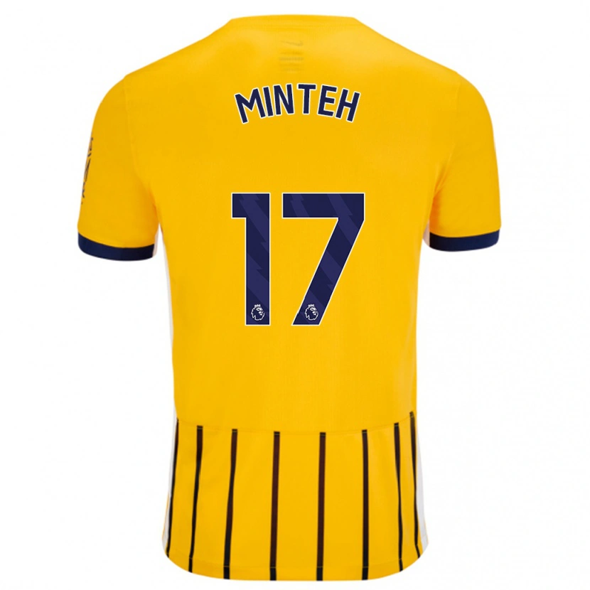 Danxen Mujer Camiseta Yankuba Minteh #17 Dorado Azul Rayas 2ª Equipación 2024/25 La Camisa