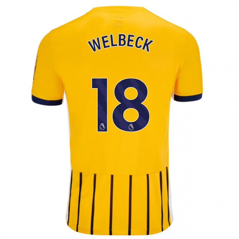 Danxen Mujer Camiseta Danny Welbeck #18 Dorado Azul Rayas 2ª Equipación 2024/25 La Camisa