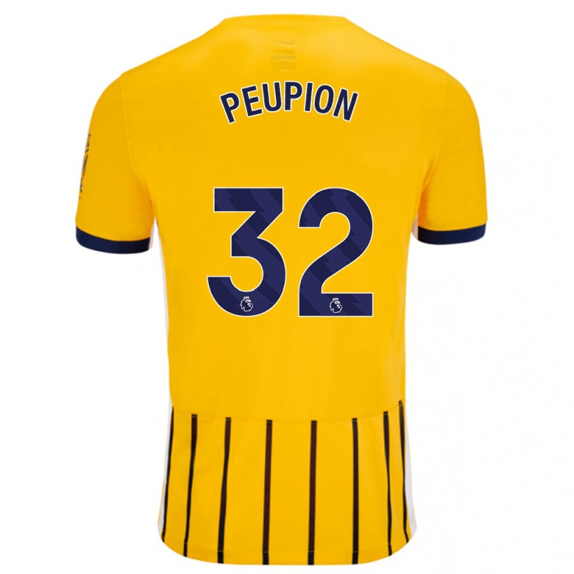 Danxen Mujer Camiseta Cameron Peupion #32 Dorado Azul Rayas 2ª Equipación 2024/25 La Camisa