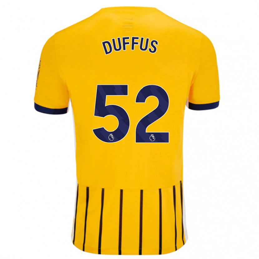 Danxen Mujer Camiseta Josh Duffus #52 Dorado Azul Rayas 2ª Equipación 2024/25 La Camisa