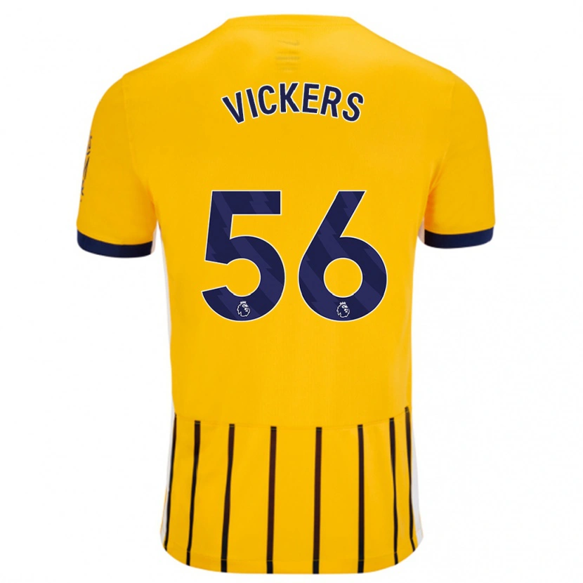 Danxen Mujer Camiseta Caylan Vickers #56 Dorado Azul Rayas 2ª Equipación 2024/25 La Camisa