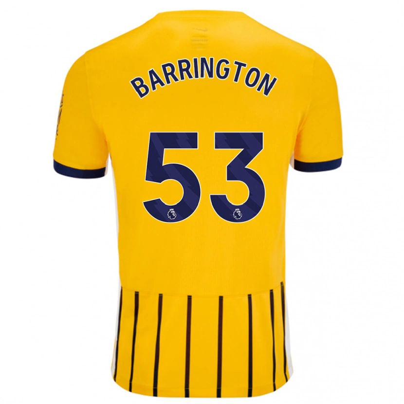 Danxen Mujer Camiseta Luca Barrington #53 Dorado Azul Rayas 2ª Equipación 2024/25 La Camisa