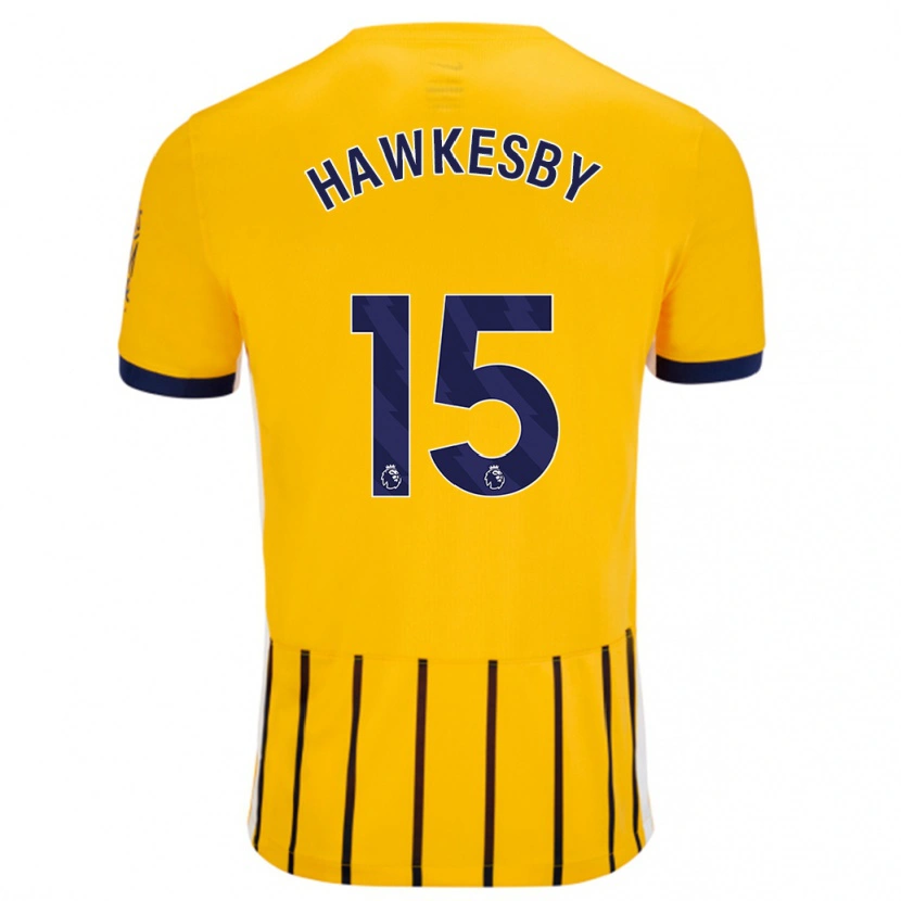 Danxen Mujer Camiseta Mackenzie Hawkesby #15 Dorado Azul Rayas 2ª Equipación 2024/25 La Camisa