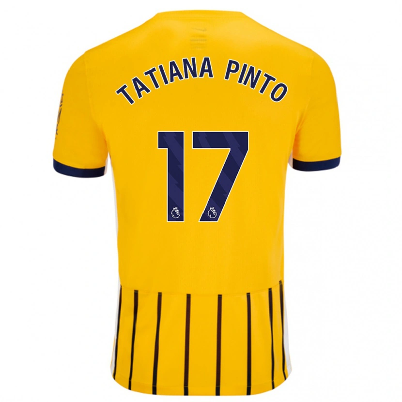 Danxen Mujer Camiseta Tatiana Vanessa Ferreira Pinto #17 Dorado Azul Rayas 2ª Equipación 2024/25 La Camisa