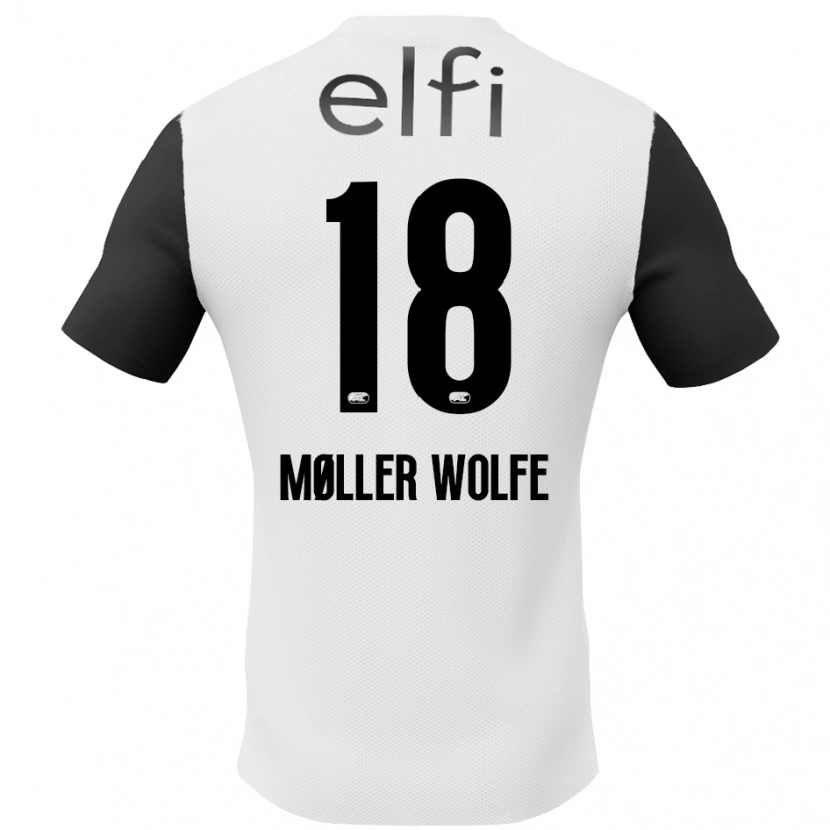 Danxen Mujer Camiseta David Møller Wolfe #18 Blanco Negro 2ª Equipación 2024/25 La Camisa