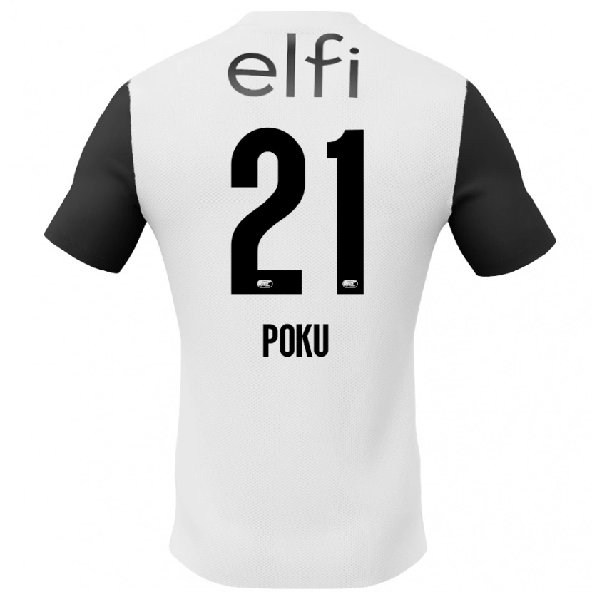 Danxen Mujer Camiseta Ernest Poku #21 Blanco Negro 2ª Equipación 2024/25 La Camisa