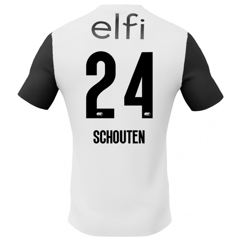 Danxen Mujer Camiseta Lewis Schouten #24 Blanco Negro 2ª Equipación 2024/25 La Camisa