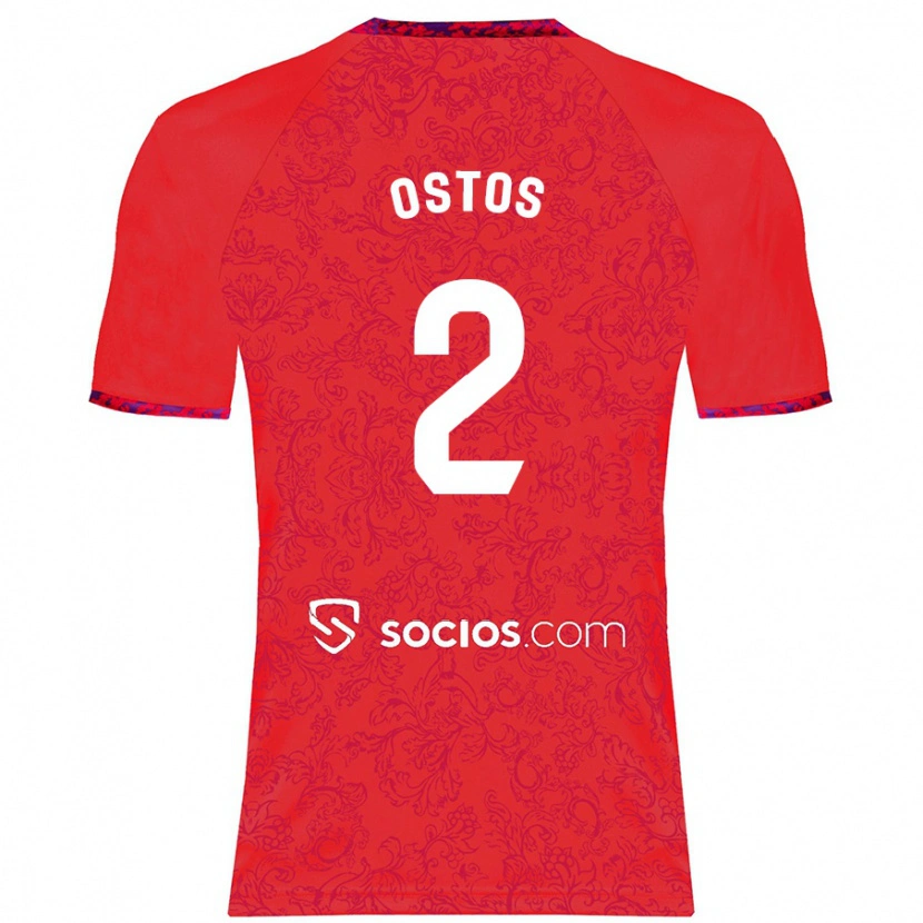 Danxen Mujer Camiseta Fran Ostos #2 Rojo 2ª Equipación 2024/25 La Camisa