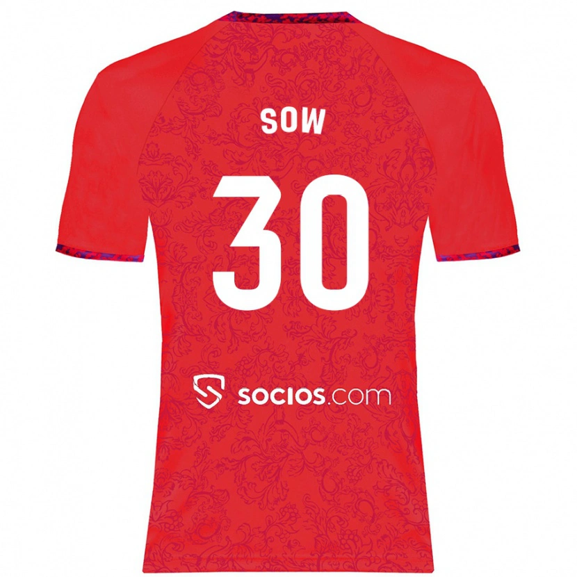 Danxen Mujer Camiseta Ibrahima Sow #30 Rojo 2ª Equipación 2024/25 La Camisa