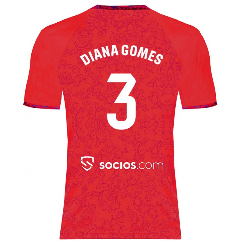 Danxen Mujer Camiseta Diana Catarina Ribeiro Gomes #3 Rojo 2ª Equipación 2024/25 La Camisa