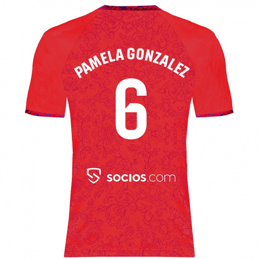 Danxen Mujer Camiseta Cinthia Pamela González Medina #6 Rojo 2ª Equipación 2024/25 La Camisa