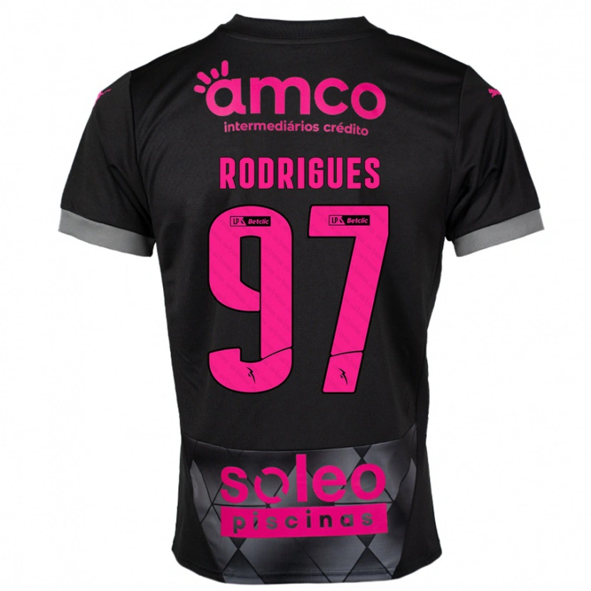 Danxen Mujer Camiseta Dinis Rodrigues #97 Negro Rosa 2ª Equipación 2024/25 La Camisa