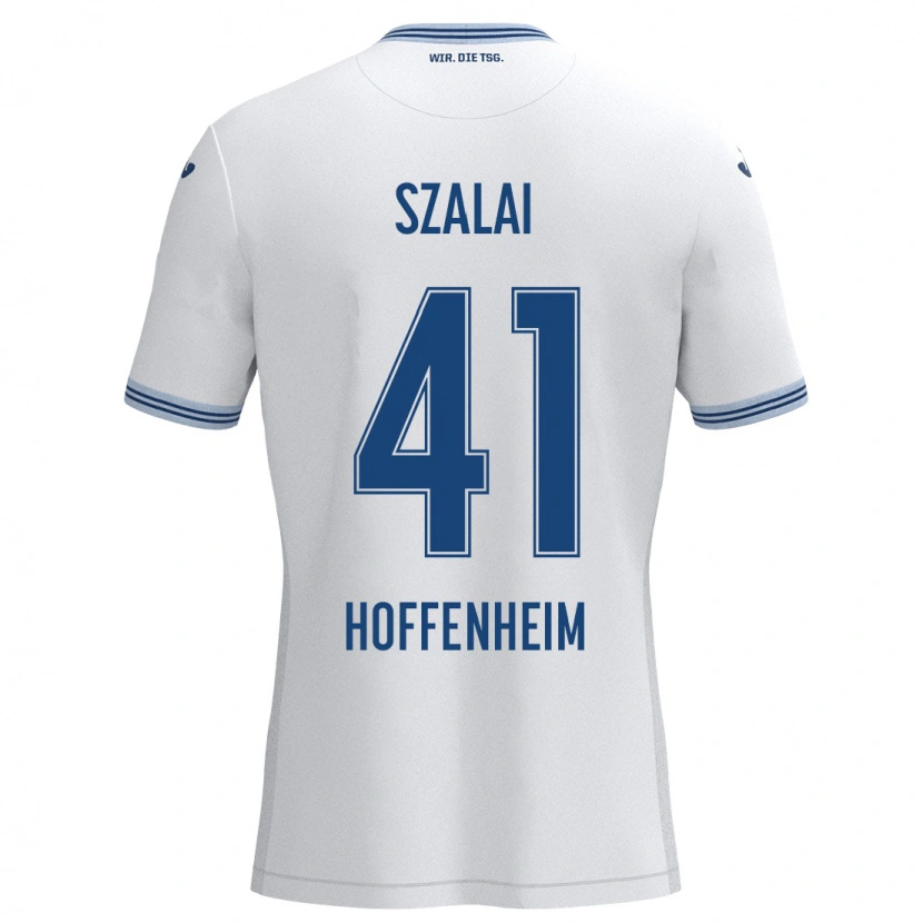 Danxen Mujer Camiseta Attila Szalai #41 Blanco Azul 2ª Equipación 2024/25 La Camisa